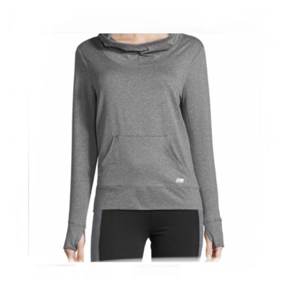 Marika Tek dry-wik performance long sleeve cowl neck hoodie grey size Medium